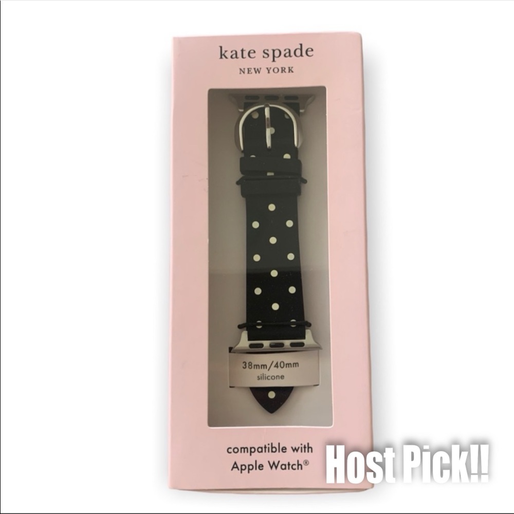 NIB Kate Spade New York black polka dot silicone 38mm/40mm band for Apple Watch®